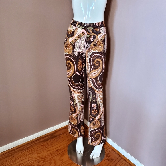 ETCETERA brown paisley jeans size 4 - Picture 1 of 6